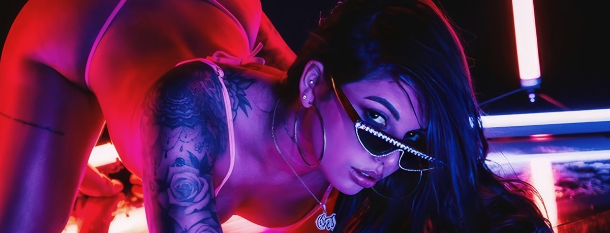 Gina Valentina en Vixen, Tushy y Blacked (2017-2020) Neon Strip Night Club Pink Panty Luxure Brazilian All Natural Petit Brunette