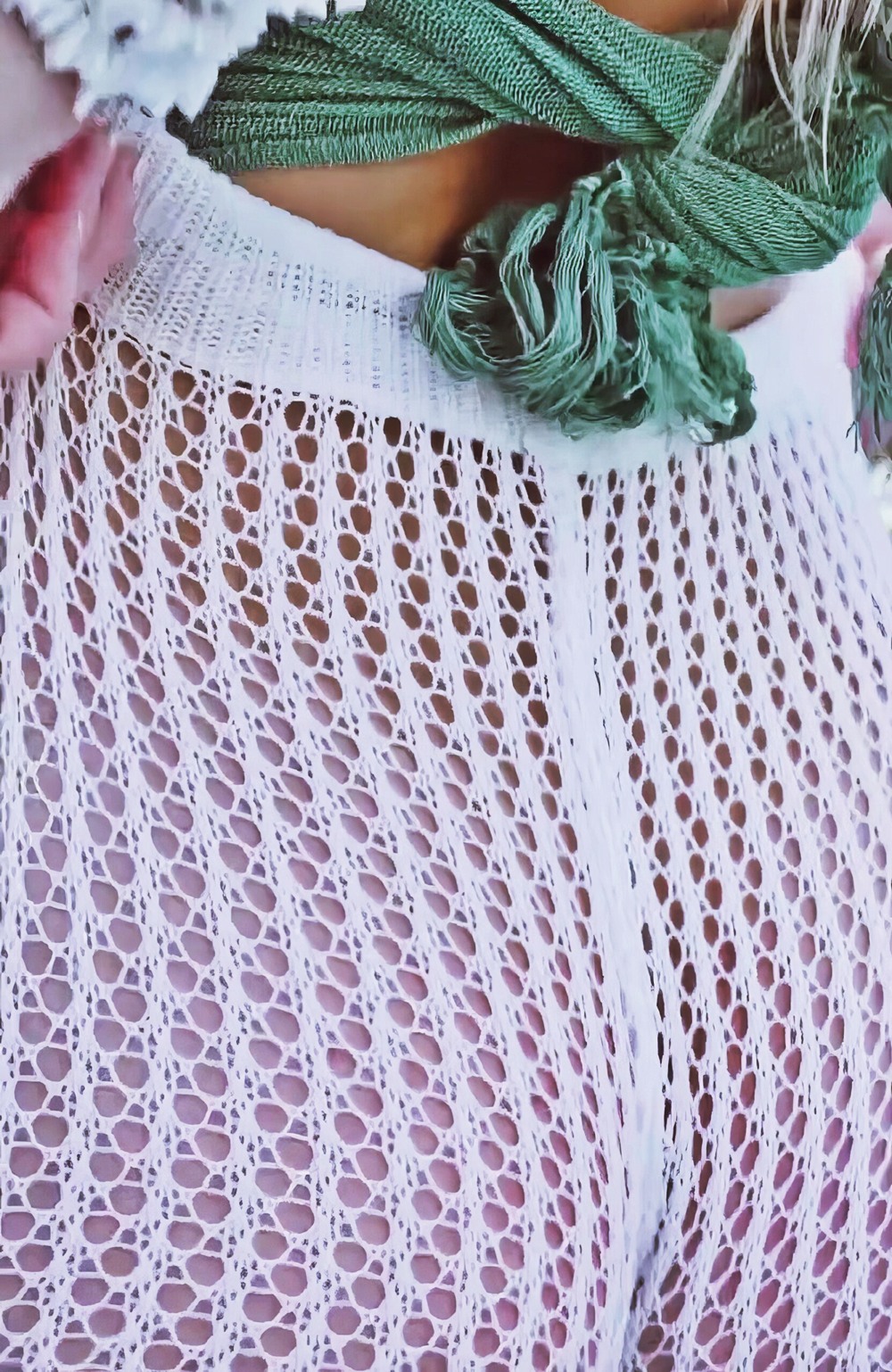 Blake Blossom at 20 Years Old: Be cool. Stay in Pool. Penthouse Pet of the Month December 2020 Green Blouse White Fishnet Pants Stockings