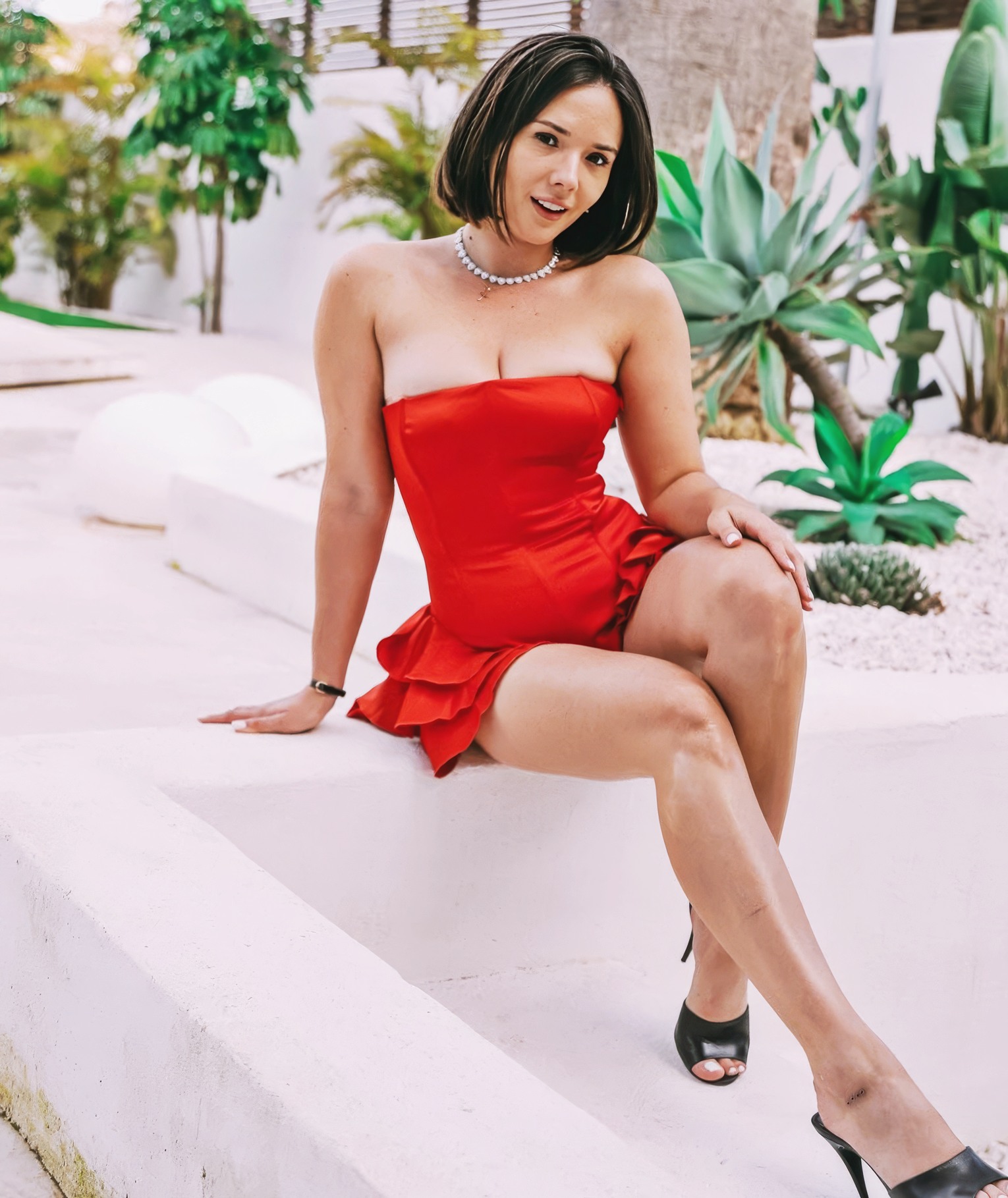 Eve Sweet at 31 Years Old as Centerfold Erotic Model Brunette All Natural French Perfomer Princess (2026) Red Dress Rumania Pornstar